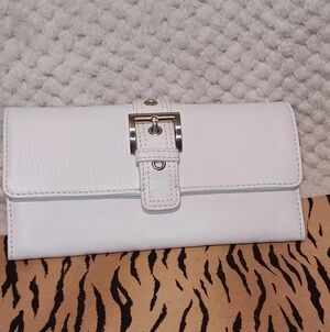 Talbots White Leather Clutch